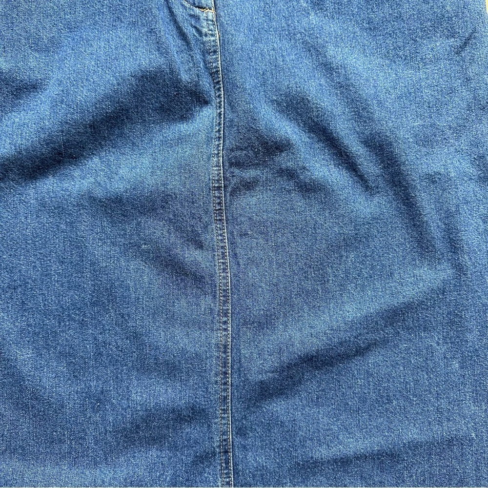 Talbots Vintage Denim Skirt 14 Paper Bag Waist Modest Pockets 90s Preppy - Picture 10 of 16